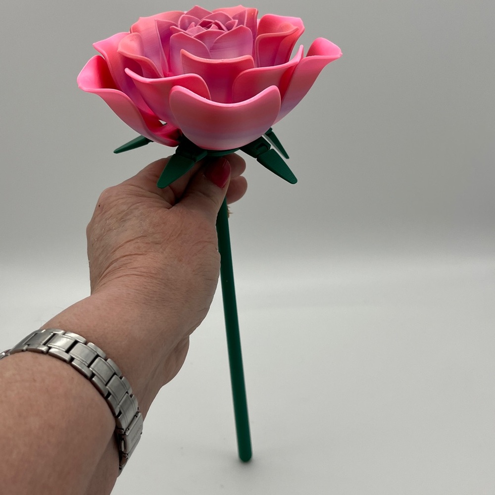 3D printed Articulated Rose stem 10” L Rose opens and closes Fidget Fun Collec…